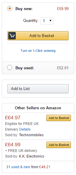 La boîte d'achat Amazon