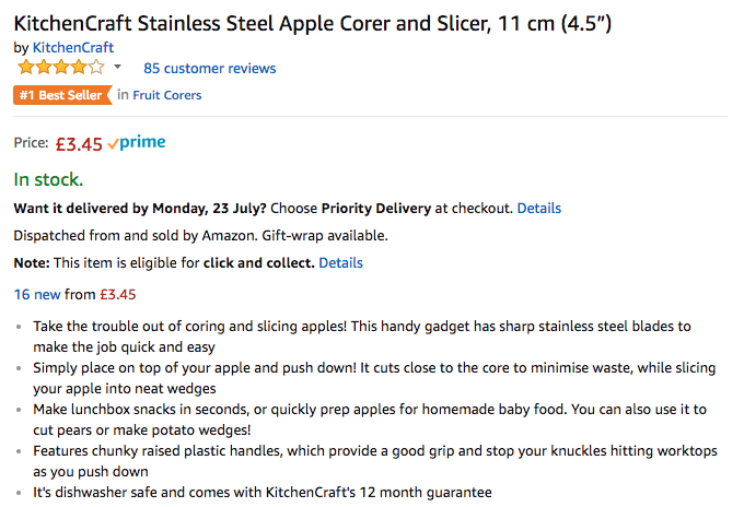 Descripción optimizada del producto en Amazon