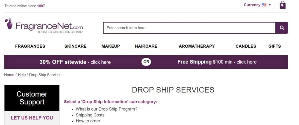 Fournisseurs de Dropshipping USA : Fragrance Net