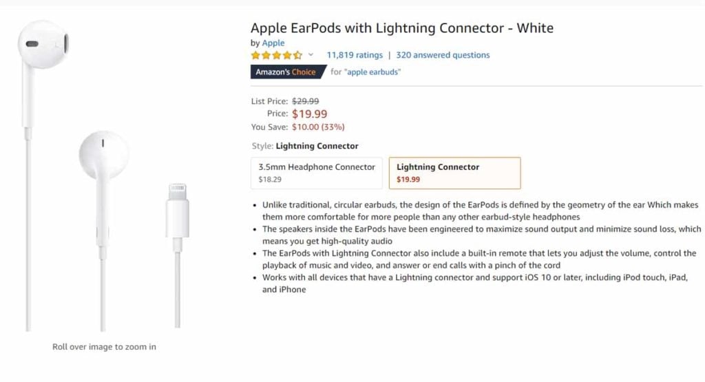 Amazon product description example