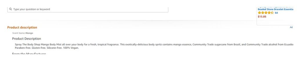 Another Amazon product description example