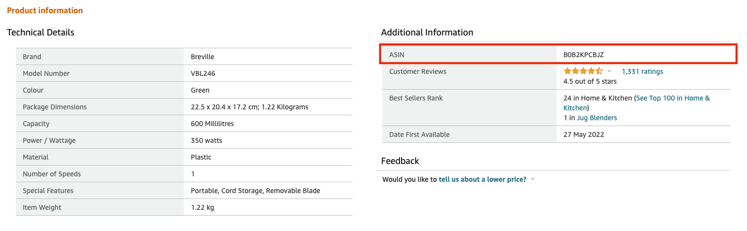 how to find an amazon asin