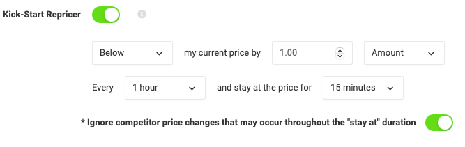 Ignorer les prix des concurrents sur Kick Start Repricer
