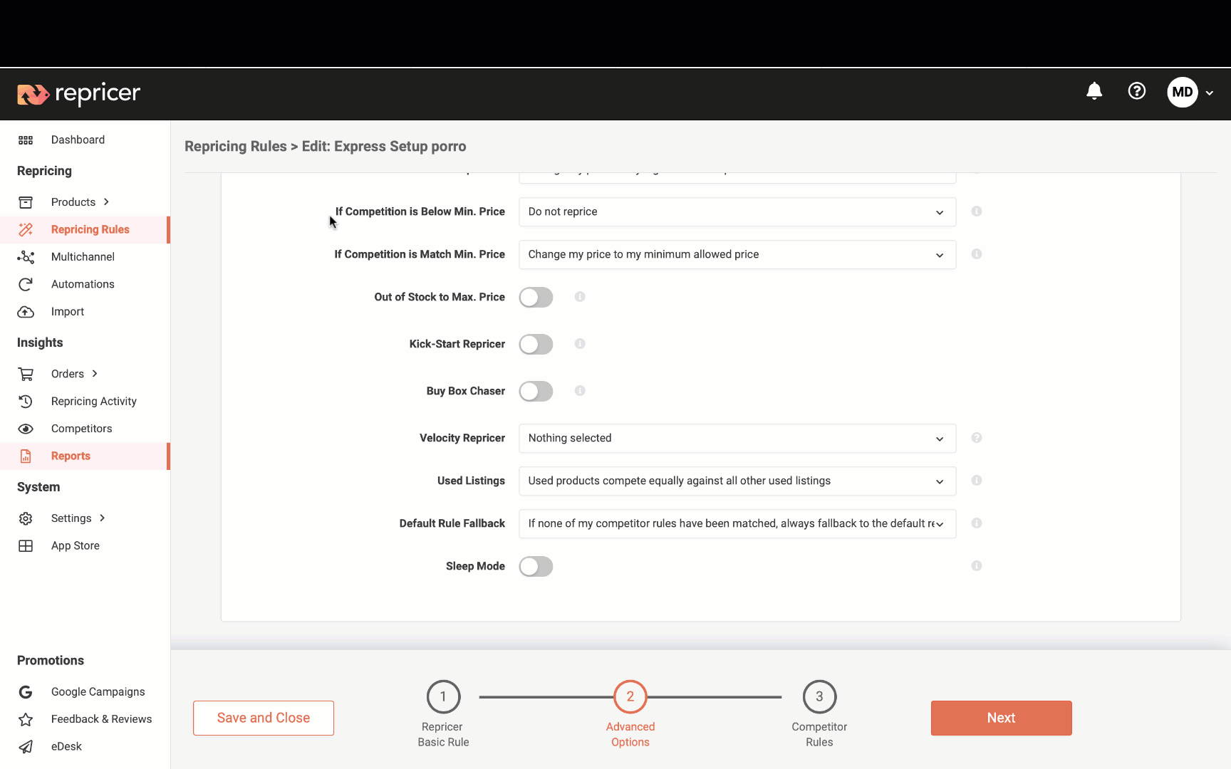 Updated Repricing Features