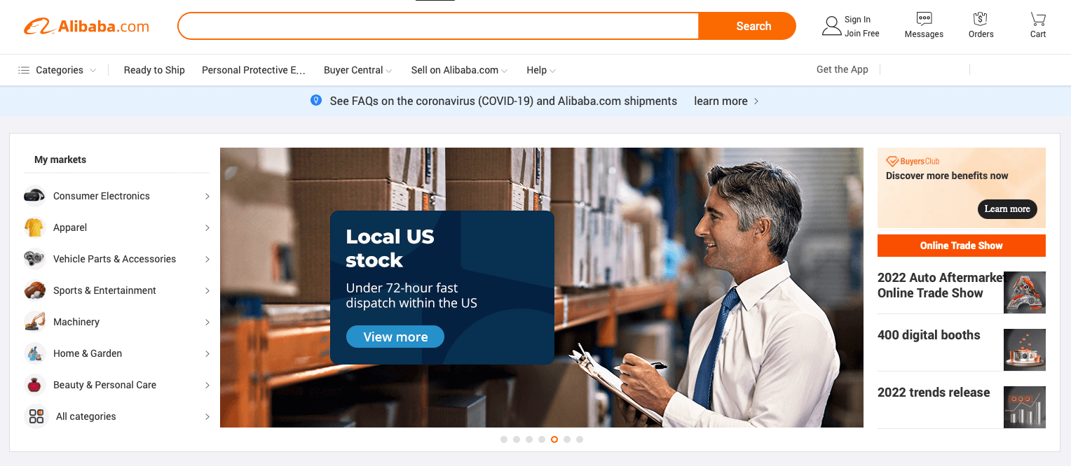 Alibaba per l'approvvigionamento dei prodotti