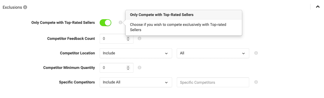 exclusions sur ebay repricer