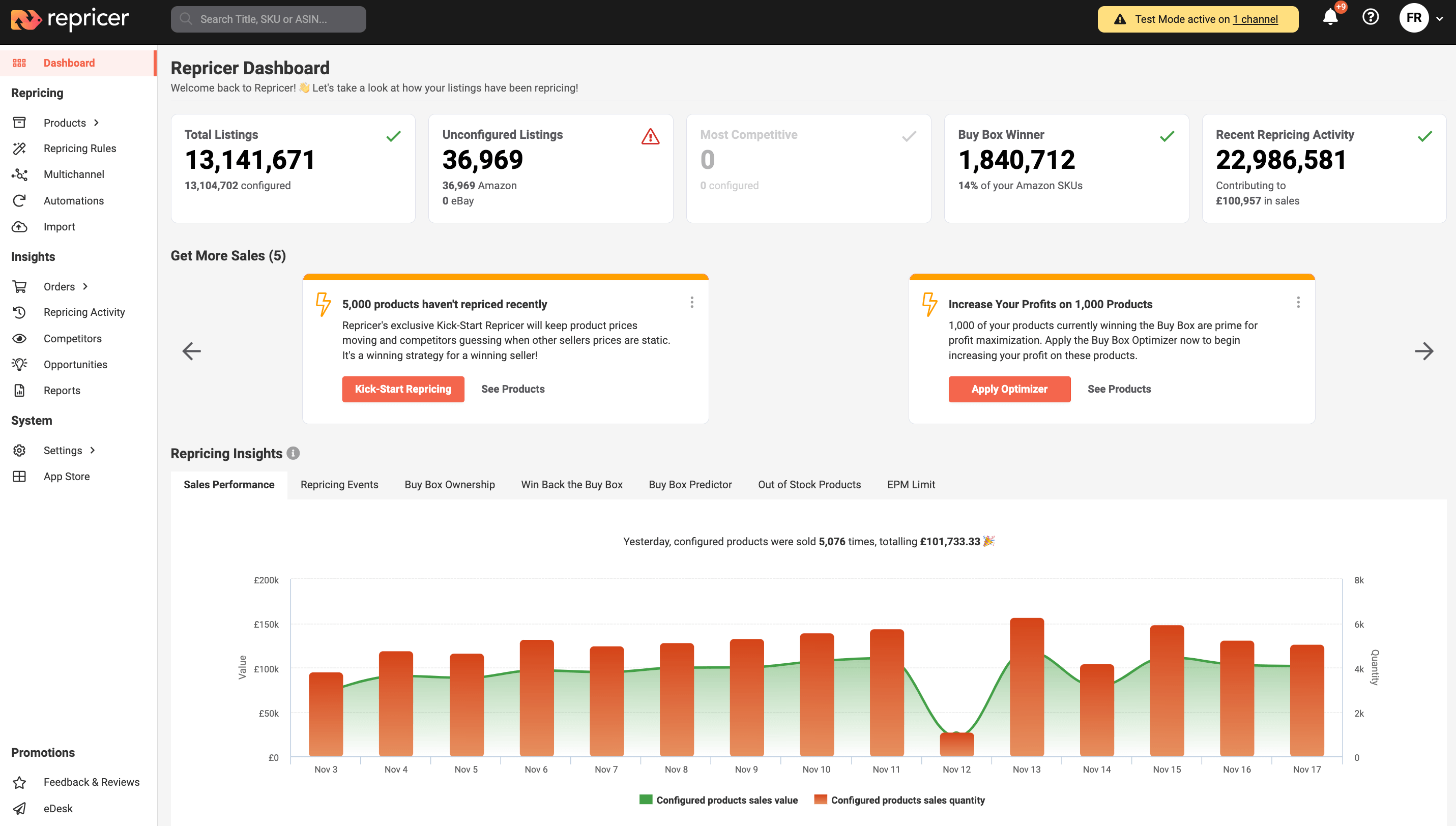new improved repricer dashboard