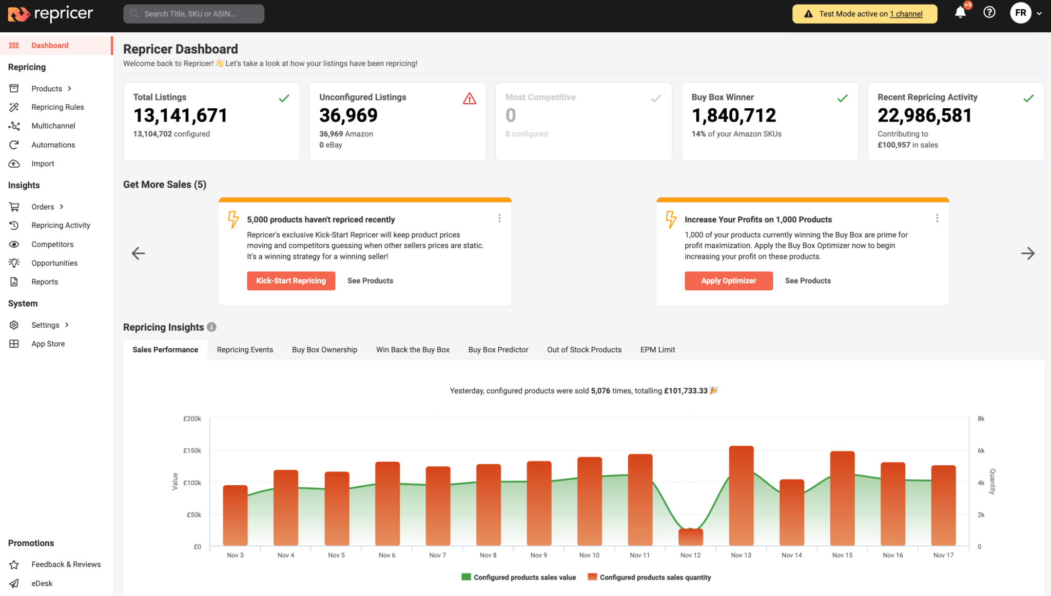 neues verbessertes Repricer-Dashboard