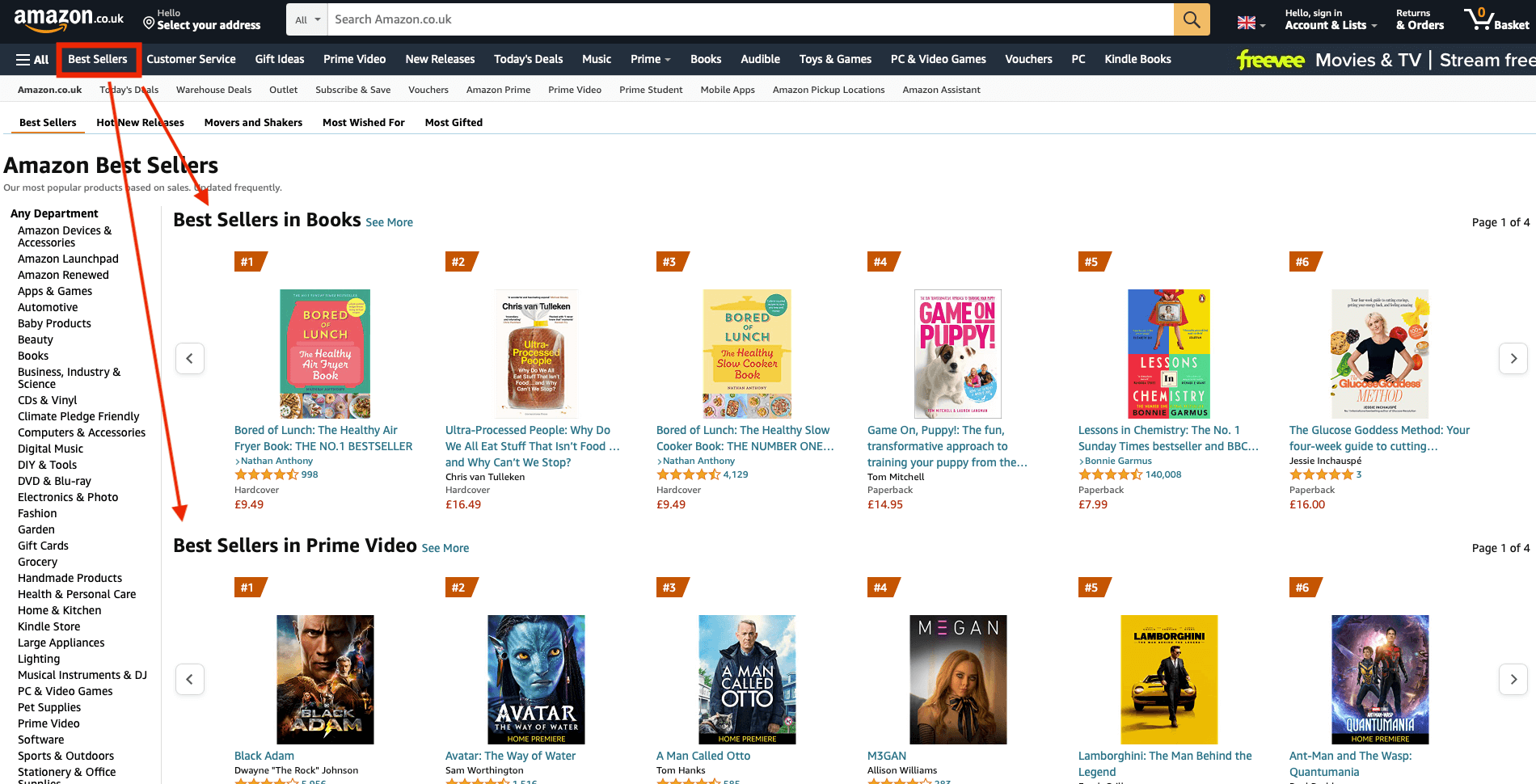 utilizzare la ricerca dei best seller di Amazon