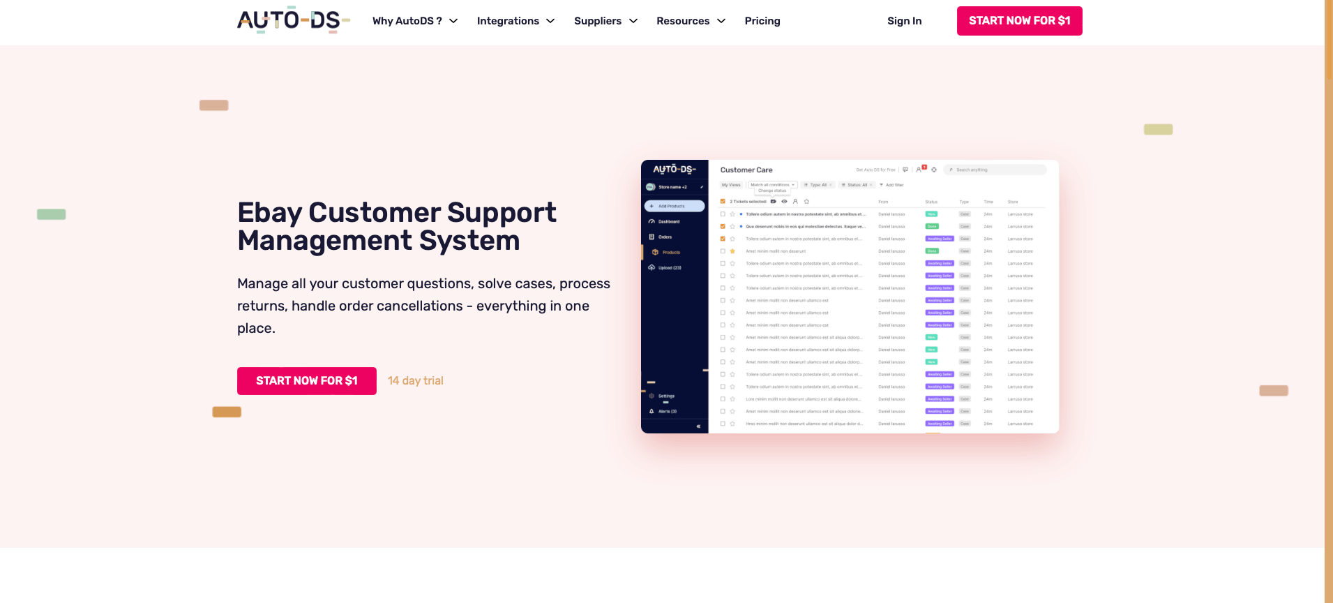 autods ebay customer support management system (système de gestion de l'assistance à la clientèle)